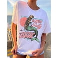 thumbnail image 3 of Version Of The Beach Vacation Short Sleeve White T-Shirt, A Little Salty, A Little Sweet Beach Shirt Design Mermaid Shirt Printing, Spring And Summer Mermaid Anime Hand-Painted Style, 3 of 6