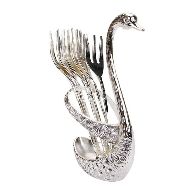 Juego de vajilla Swan Creative 6 Tenedores Regalos Utensilios para té Plata Sunnimix Vajilla con base de cisne