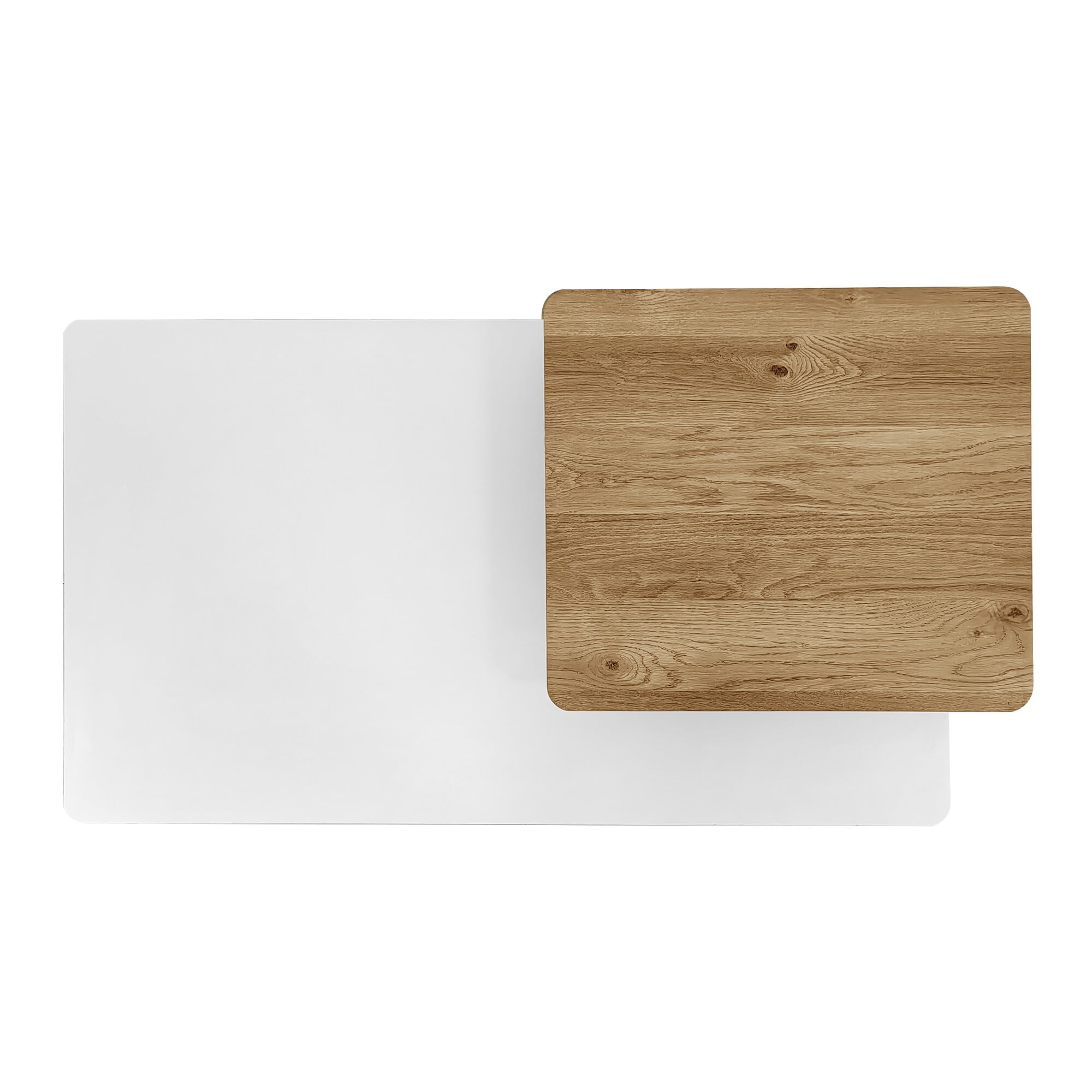 AENKYO Modern Nesting Coffee Table Set, 2-Piece Wood Grain End Tables with Open Shelves for Living Room, White