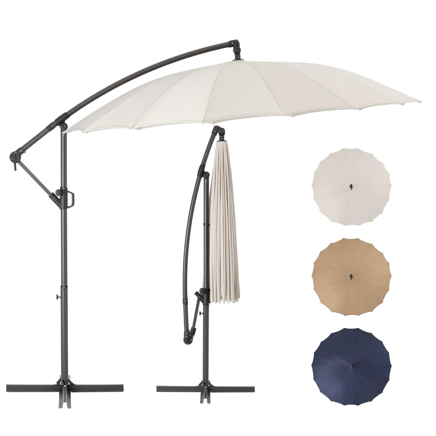 COSIEST 10ft Outdoor Patio Umbrella with 360° Rotation,Beige Adjustable Cantilever Umbrella UV & Waterproof Canopy For Backyard, Poolside,Lawn,Garden