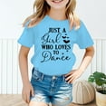 thumbnail image 2 of Little Kid Kid Girls Cute Graphic Round Neck Short Sleeve Tee Summer Casual T Shirt Little Girls Open Shoulder Tops High Top Boots for Big Skin Tone Top for Shirt 7 8 Christmas 3-4 Years Blue, 2 of 5