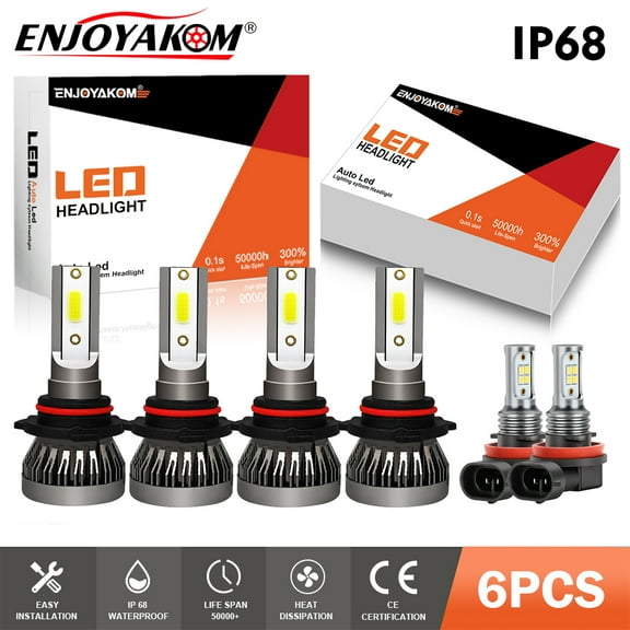 4x For Honda Civic 2006-2015 9005 9006 LED Headlight Bulbs HB3 HB4 High Low Beam Kit 6000K White