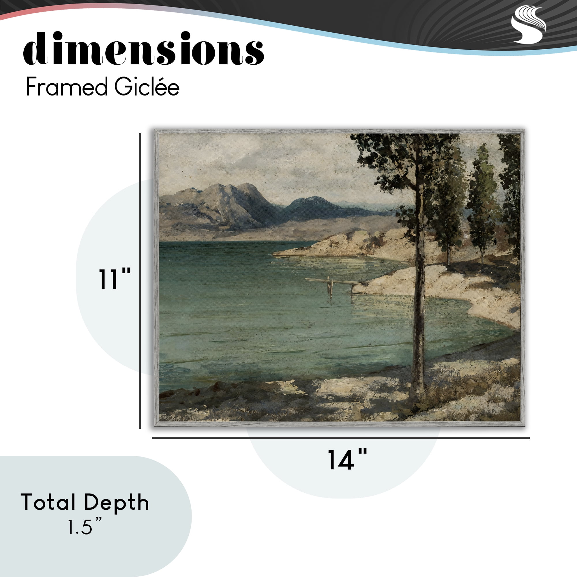 Stupell Industries Tranquil Shore with Trees Gray Framed Giclee Art, design by Arlington Prints