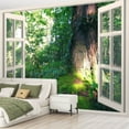thumbnail image 2 of Peel and Stick Wallpaper Fairy Tale Forest Window Mossy Tree Doorway Modern Art Wall Mural Decor Self Adhesive and Removable 69in x 98in, 2 of 8