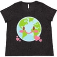thumbnail image 3 of Inktastic Happy Earth Day with Hearts Women's Plus Size T-Shirt, 3 of 5
