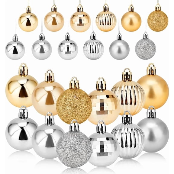 72Pcs Christmas Ball Ornaments Champagne Christmas Tree Decorations with Hang Rope Shatterproof Christmas Balls for Xmas Tree Holiday Party colorful