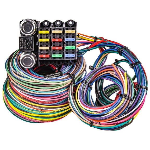 JEGS 10411 Universal Wiring Harness 14-Circuit High-Quality Prelabeled Wires for