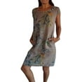 thumbnail image 1 of XYMJT Robes Needream, Robe Imprimée en Coton et Lin pour Femmes, Col Rond, avec Poche, 1 of 1