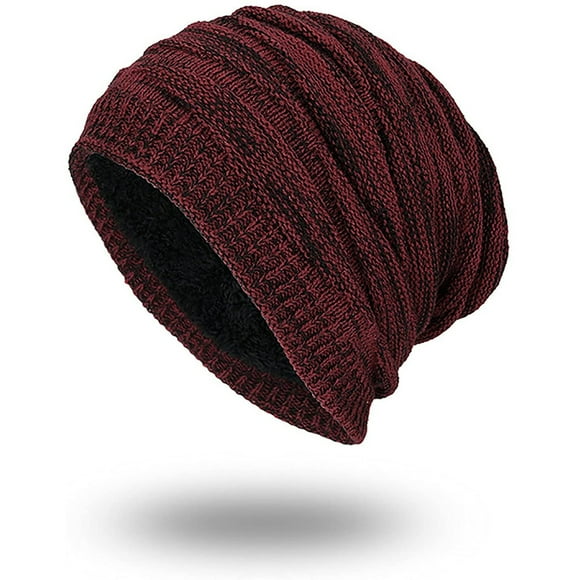 Under $10 Baseball Caps Red Beanie Hat Men Women Slouch Hats Warm Plush Winter Hat Soft Knitted Hat