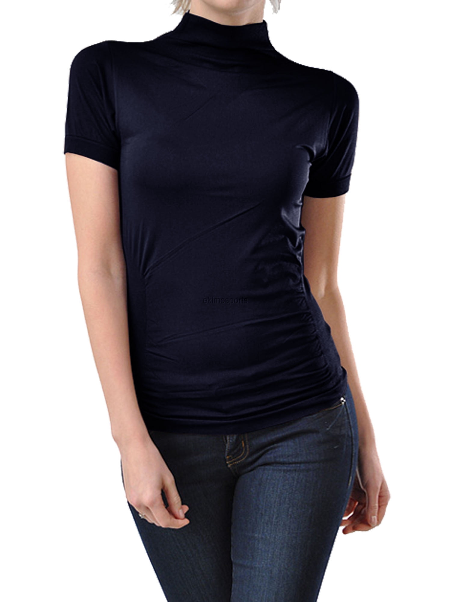 Download Kuda Moda - Women Seamless Short Sleeve Mock Neck ...