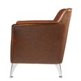 thumbnail image 3 of Leatherette Accent Chair with Track Armrest and Welt Trim Details, Brown, 3 of 5