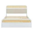 thumbnail image 5 of New Queen Size White Wood Platform Bed – Trundle & 2 Drawers with Rattan Headboard & Plush Cushion | 600LBS Capacity Modern Design, 5 of 10