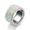 thumbnail image 3 of Fashion Ring Titanium Steel Full Diamond Couple Ring Row Water Drop Ring ， AB Fancy Color Diamond No. 10, 3 of 3