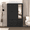 Black, variant on 3 Doors Armoire Wardrobe Closet Armoire with Drawers and LED, 71" H Large Capacity Freestanding Bedroom Armoire with Adjustable Shelves & Hanging Rod, 47.2" W, Natural