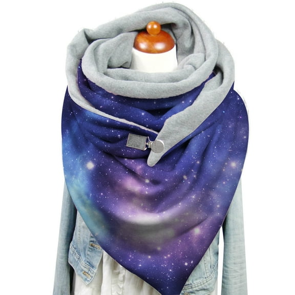 Aoochasliy Winter Scarfs Winter Women Star Sky Print Button Soft Wrap Casual Warm Scarves Shawls