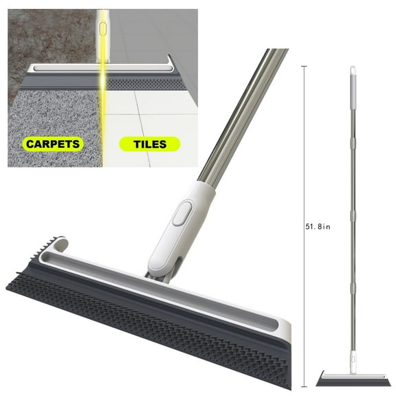 EHOMGUI Floor Squeegee with Bristle, Long Handle, for Cleaning Hardwood Floors, Walls, Windows,Rugs
