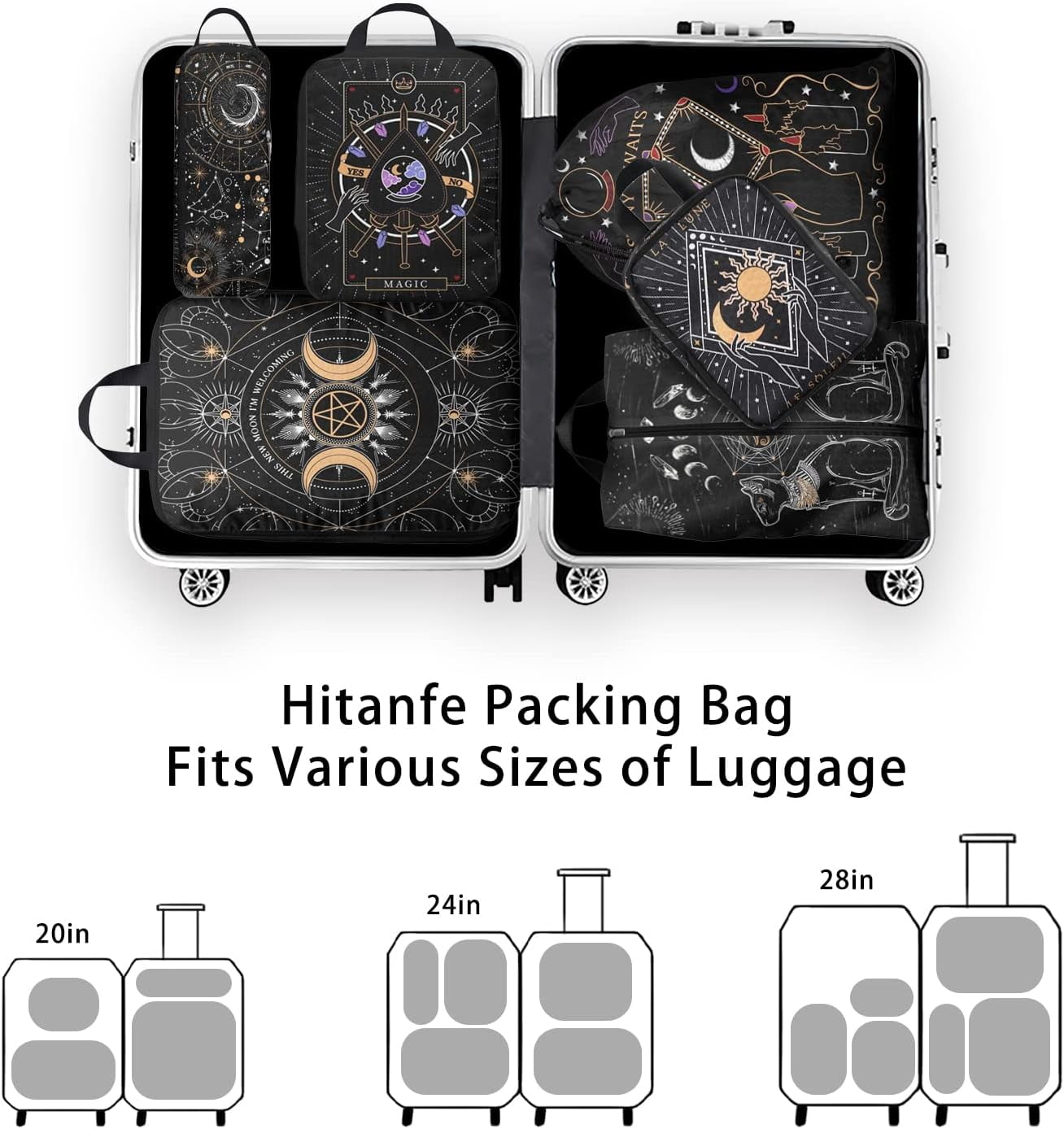 6 Pcs Compression Packing Cubes Travel for Suitcases, Luggage Organizer Nylon Washable Storage Bags Set - Packaging Cubes for Backpack Travel Perfect for Women Clothes Carry-Ons and Storage