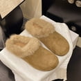 thumbnail image 2 of Slippers for Women,Cozy Slippers Lined Shoes With Sole Soft Indoor Outdoor Comfortable Winter Slide Mules For Ladies Warm Fuzzy Slide On Footwear,Womens Slippers,Khaki,8.5, 2 of 4