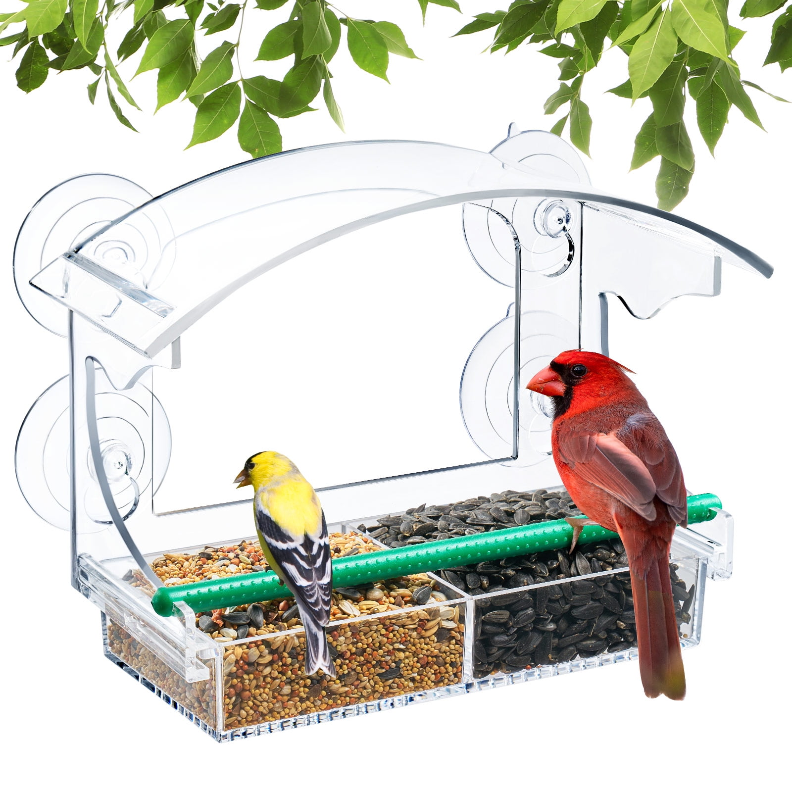 Kingsyard Window Bird Feeder for Outdoors, Acrylic Bird Feeder with Strong Suction Cups, Clear
