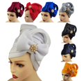 thumbnail image 2 of Turban Cap Bow Réglable Femmes Satin Surface Respirante Africaine Headwrap pour un Usage Quotidien, 2 of 10