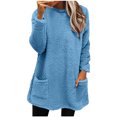 thumbnail image 2 of ShomPort Womens Fleece Pullover Winter Warm Fuzzy Sweater Womens Long Sleeve Round Neck Pullover Sweatshirt, 2 of 4