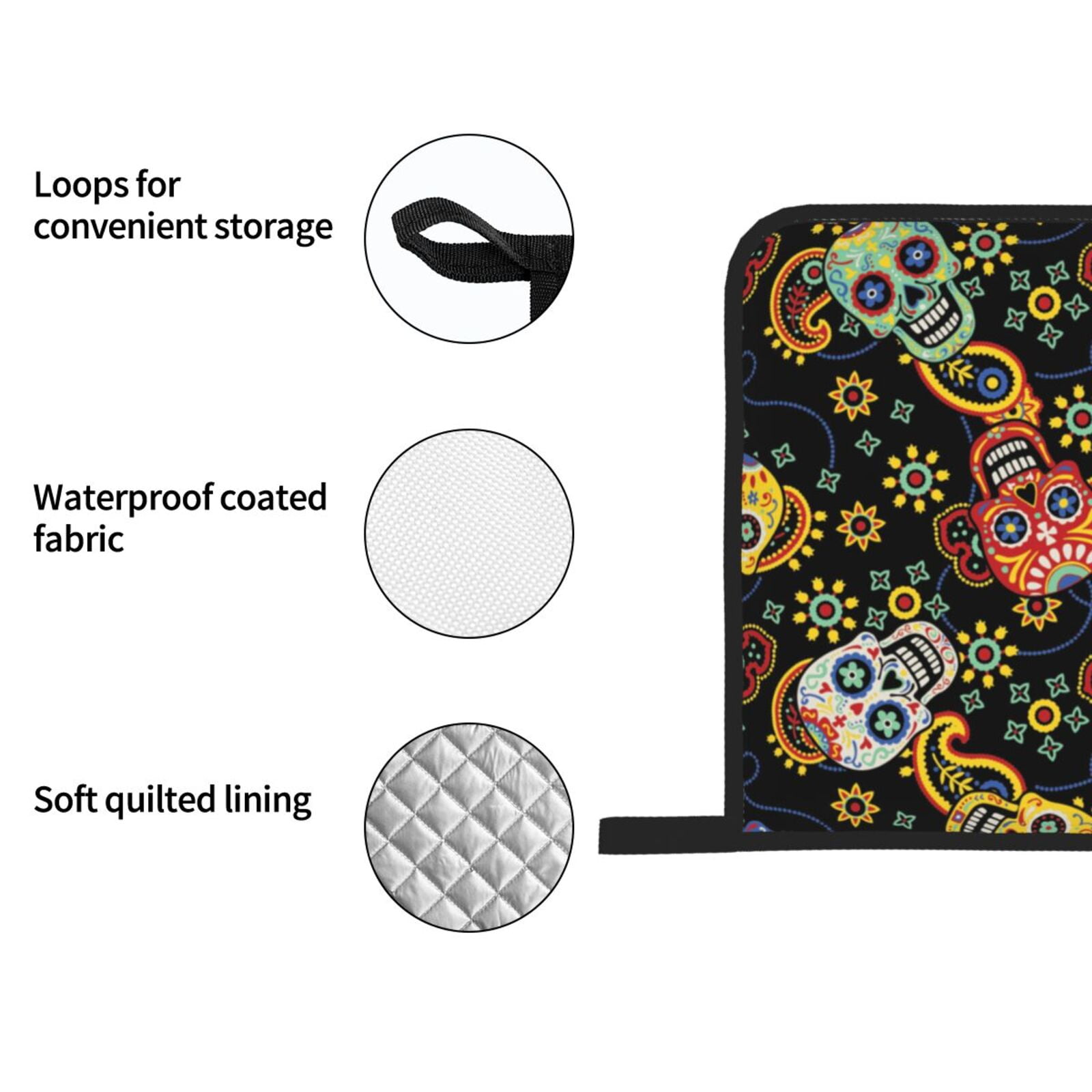 Mexican Skull Paisley 4Pcs Oven Mitts and Pot Holders Sets Oven Kitchen Gloves Hot Pads for Cooking BBQ Baking Grilling