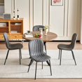 thumbnail image 3 of NORDICANA 37 Inch Round Dining Table Set for 4, Modern Small Circle Kitchen Coffee Set for Apartment Living Room Office, Save Space(Brown Wooden Table + 4 Grey PU Leather Chairs), 3 of 9