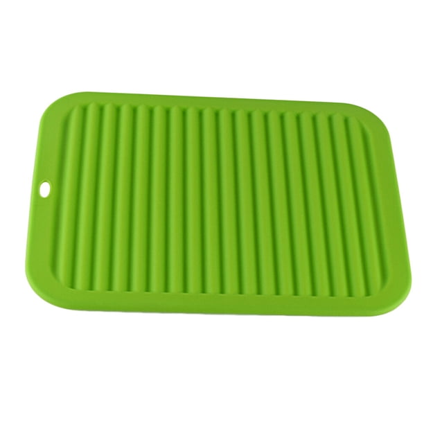 Tapete aislante con diseño de ondas para cocina, escurridor de platos y tazas, bandeja secadora, herramienta para drenar agua (verde)