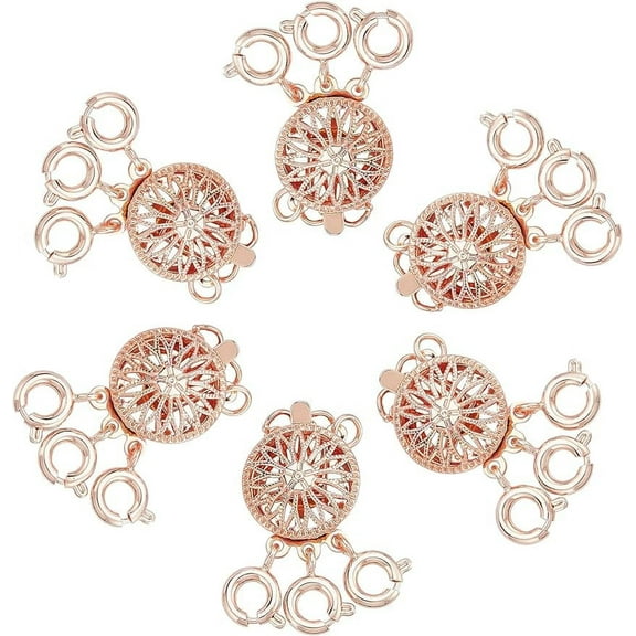 1 Box 6Pcs Layered Necklace Clasps Necklace Layering Clasp Layer Separator Clasp Rose Gold Multi Strand Clasps for Jewelry Making Clasp Bracelets Stackable Chains Women DIY Crafts Supplies