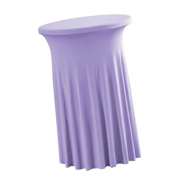 Mantel de cóctel, cubierta de mesa de cóctel reutilizable con elástico y faldones, mantel para decoración de pasteles de bodas y fiestas. Morado claro