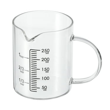 Uxcell 250ml Glass Measuring Cup, 3.3 Borosilicate Glass Graduated Black Printed Scale