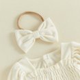 thumbnail image 6 of Cjfdfy Newborn Baby Girl Fall Outfit Solid Color Velvet Puff Long Sleeve Square Neck Bubble Romper and Headband Infant Cute Coming Home Fall Winter Outfit 0-12M, 6 of 9