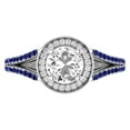thumbnail image 2 of Dazzlingrock Collection IGI Certified 5.8mm Center & Side White Diamond Halo Style with Sided Blue Sapphire Shank Engagement Ring for Women in 14K White Gold, Size 4.5, 2 of 7