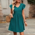 Cmfcve Womens Summer Dresses 2026 Ruffle Sleeve V Neck Loose Swing ...