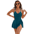 thumbnail image 2 of Traje de Baño de una Pieza para Mujer, Ajustado, Cruzado, Sin Espalda, Azul Pavo Real, Talla M, 2 of 6