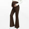 thumbnail image 5 of Riecok Womens Maternity Leggings High Waisted Stretchy Flare Leg Pregnancy Leggings Solid Support Belly Activewear Yoga Pants, 5 of 7