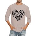 thumbnail image 2 of Jinhomg Mens Valentine's Day Shirts Big and Tall Casual Heart Graphic Tees Lightweight Comfy 3/4 Sleeve Crew Neck Pullover Tops Male Holiday Gifts Khaki XL, 2 of 4