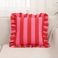 thumbnail image 2 of Striped Throw Pillow Cover 18X18 Inch Pink Red Ruffled Decorative Throw Pillow Covers Throw Pillow Covers for Couch Living Room Pillow Covers for Home Sofa Decor 1 Pack, 2 of 8