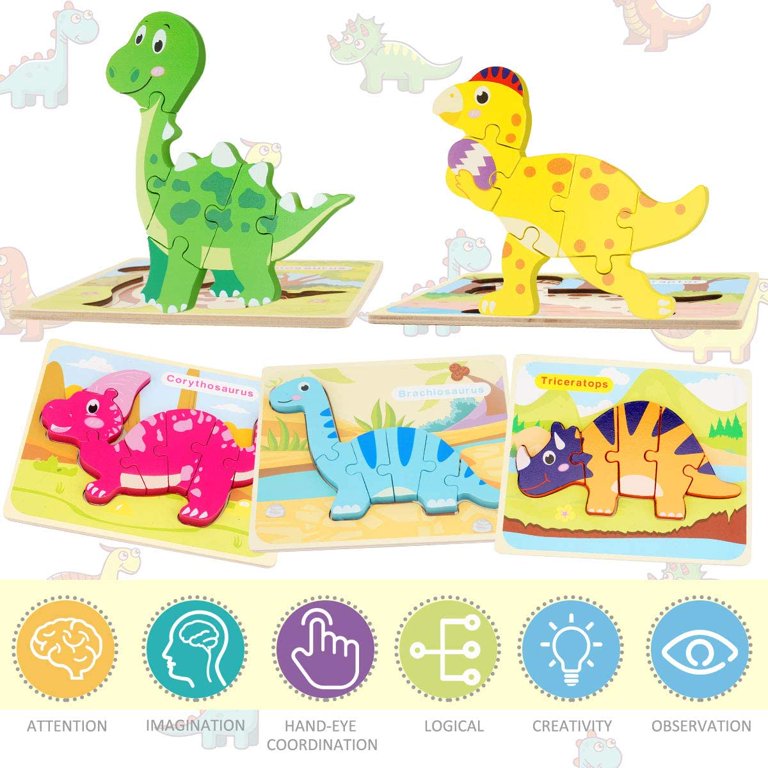 Wooden dinosaur 3D puzzle number alphabet jigsaw dinosaur animal puzzle  educational toy for children boy logic