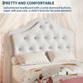 thumbnail image 2 of Garvee Twin Velvet Upholstered Platform Bed with LED Lights, Crystal Button Headboard, Storage Drawer, No Box Spring Needed, Princess Bed for Teens, Beige, 2 of 8