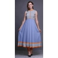 thumbnail image 2 of Bimba Lavender Blue Geometric Printed Women Designer Mandarin Collar Anarkali Dress Indian Ethnic Kurta X-Large, 2 of 6