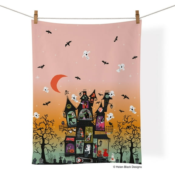 Haunted House 100% Cotton Tea Towel