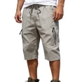 thumbnail image 4 of Betivan Men's Cargo Capri Pants Solid Color Drawstring Elastic Waist Pockets 3/4 Length Loose Fit Casual Summer Outdoor Sports Daily Trousers, 4 of 9