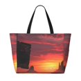 thumbnail image 2 of Balery Sunset Western Desert Cowboy Beach Travel Bag - Water-Resistant, Large Capacity Lightweight Tote with 7 Pockets for Women and Men - Perfect for Beach, Pool, Gym, and Travel, 2 of 7