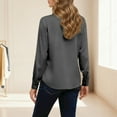 thumbnail image 5 of Long Sleeve Shirts for Women 2026 Spring Satin Button Down V Neck Lapel Collar Dressy Casual Office Work Blouse Tops, 5 of 7