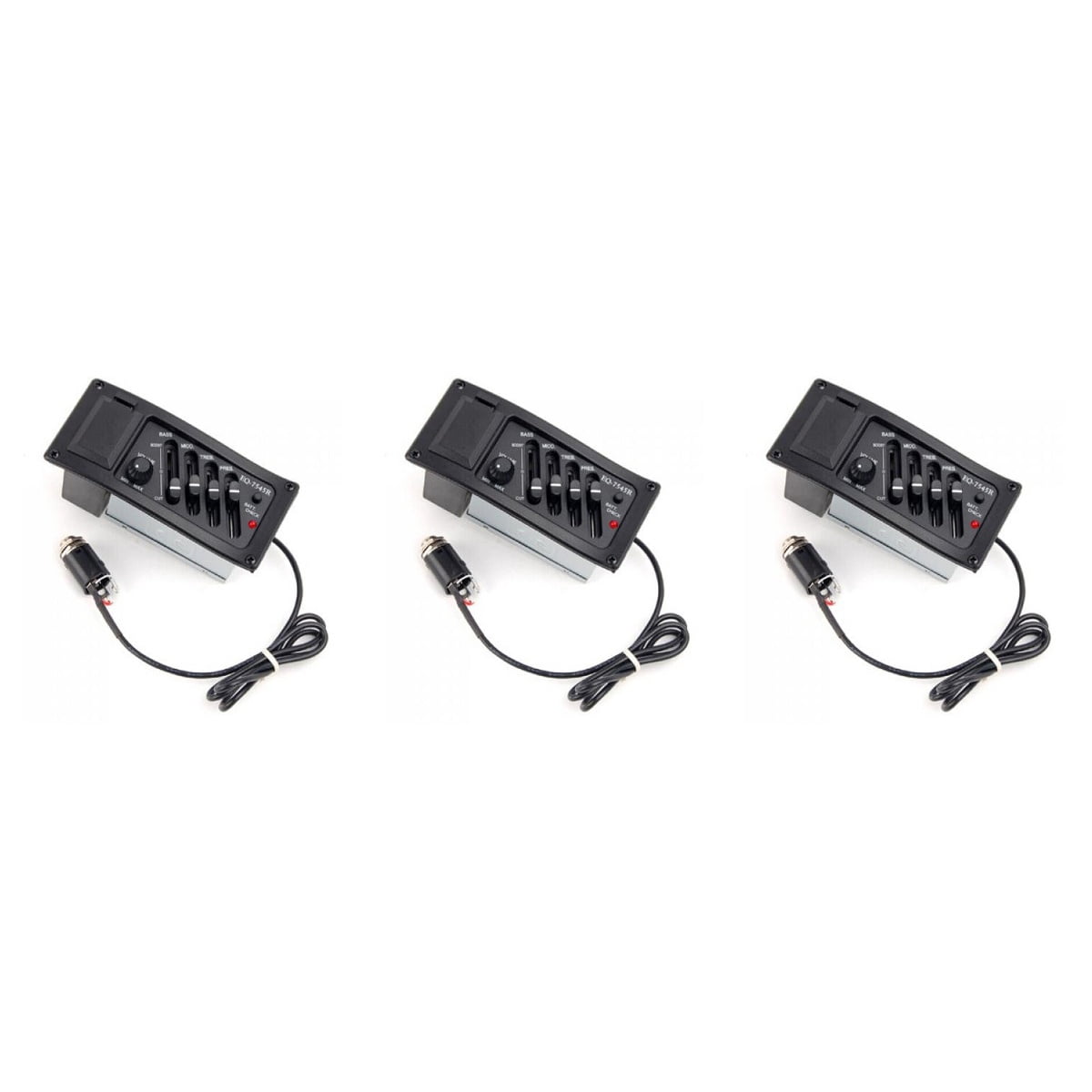 Masteelf 3pcs EQ-7545R 4 Bands Acoustic Guitar Piezo Pickup Preamp Amplifier Equalizer Tuner (Black)