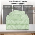 thumbnail image 4 of Lux Decor Queen 6 Piece Bed Sheet Set - Paisley Printed Microfiber Sheets, Ultra Soft, Deep Pocket, Wrinkle-Free, Breathable, OEKO-TEX Certified - Queen, Sage, 4 of 10