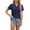 Navy, variant on Fesfesfes Shirts for Women's Fashion Casual Solid Color Short Sleeve Stand-up Collar Blouse Shirt Loose Top 2XL(US:12)