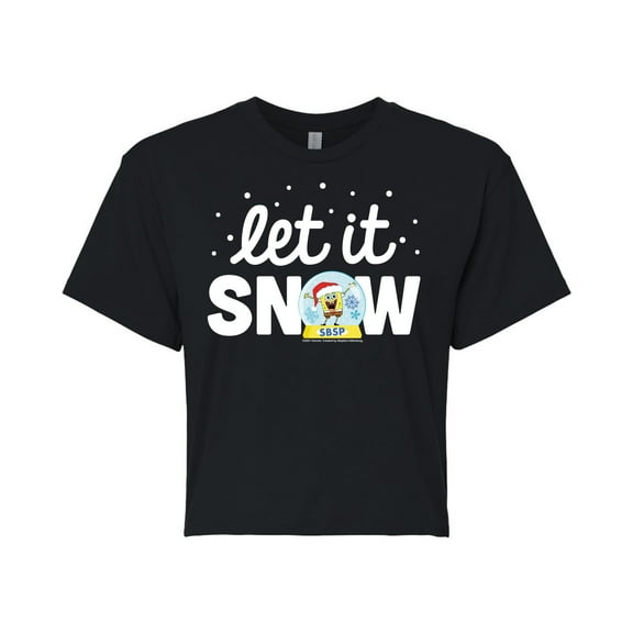 SpongeBob SquarePants - Let It Snow - Juniors Cropped Cotton Blend T-Shirt
