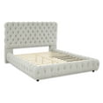 thumbnail image 3 of 1pc Contemporary Upholstered Queen Bed Tufted Headboard and Footboard Bedroom Furniture Gray, 3 of 4